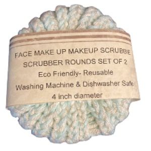 Face Make Up Makeup Remover Scrubbie Scrubber Rounds Remover Teal Set of 2